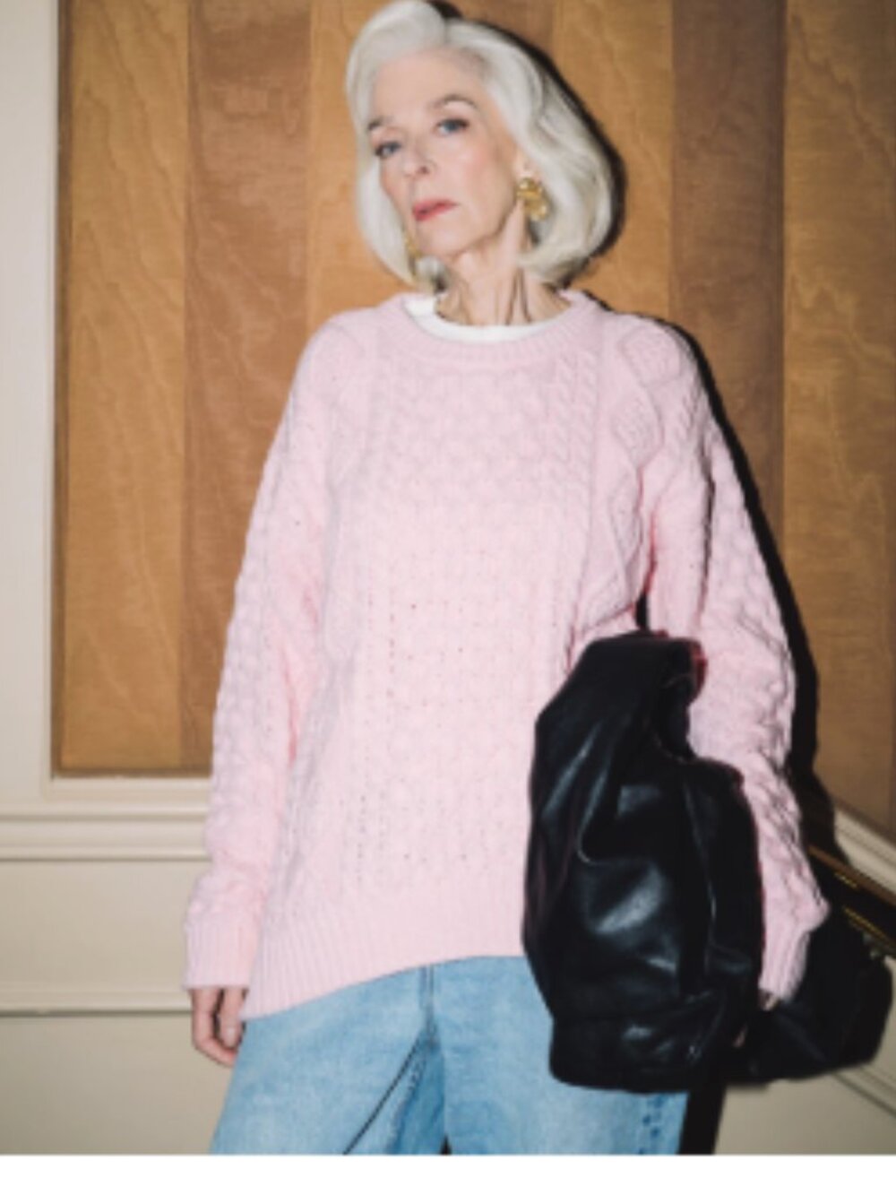 NWT Brunette the label Pink Irish Knit Sweater L/XL